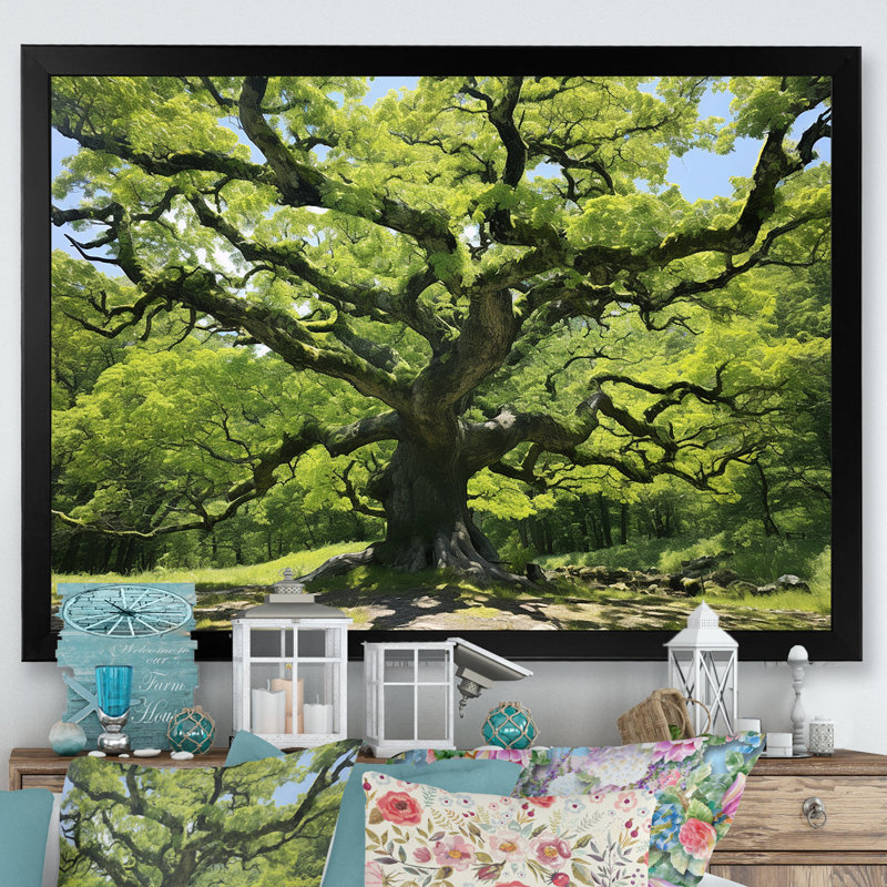 Photo de majestueux arbre sycomore - Art mural arbre sycomore, Cadre d'angle fermé noir, H 30 po x l 40 po x P 1,5 po