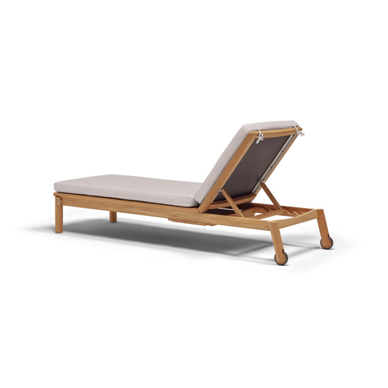 Haven Outdoor Teak Chaise Lounge, Sunbrella Ashe