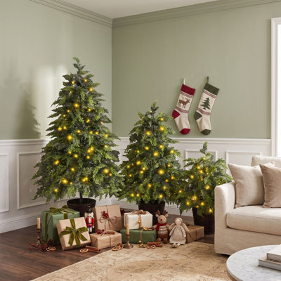 Arbre de Noël artificiel 3 pièces avec bases en pot