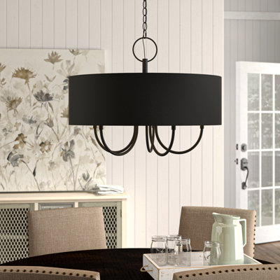 Schwindt 23" W 5-Light Metal Shaded Drum Chandelier with Linen Blend Shade 