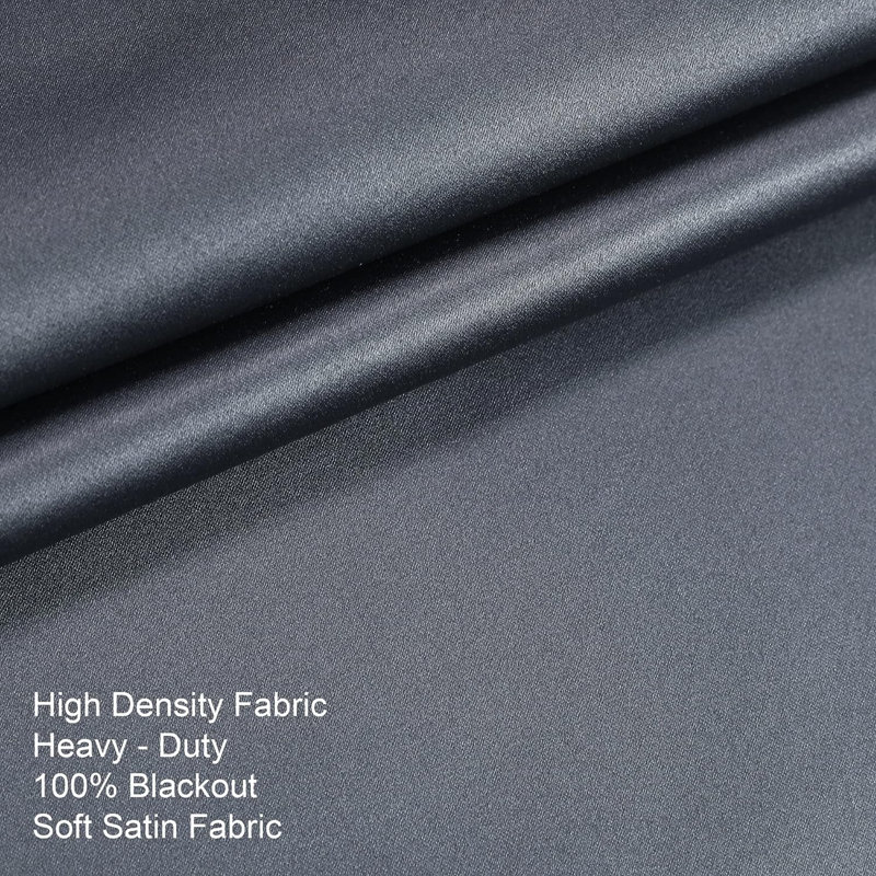 Rideau en satin de coton, gris, L 52 po x L 96 po