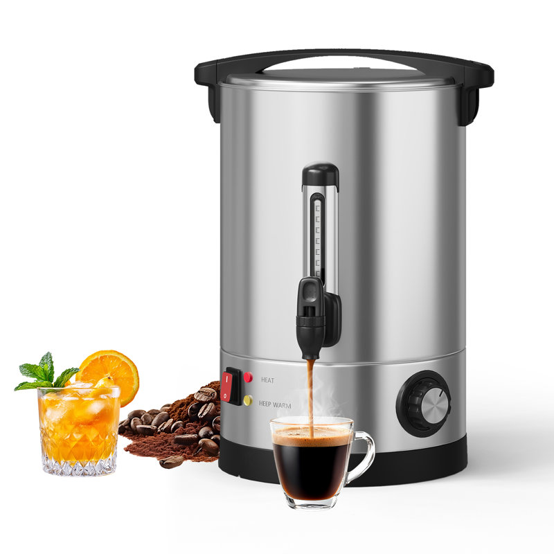 Urne à café 10L commerciale - Distributeur de boissons chaudes à double paroi en acier inoxydable, contrôle automatique de la température, bec anti-goutte, facile à nettoyer pour la restauration, les fêtes et les événements