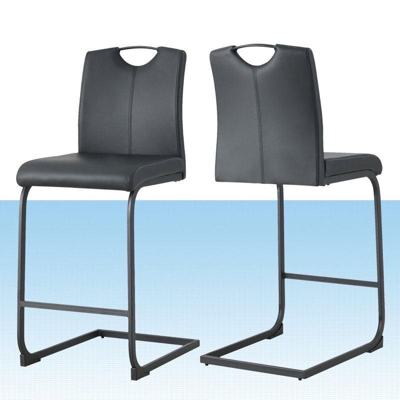 Alekay Upholstered Counter Stool with Metal Frame, Black
