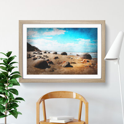 Moeraki Boulders Beach New Zealand - Picture Frame Graphic Art