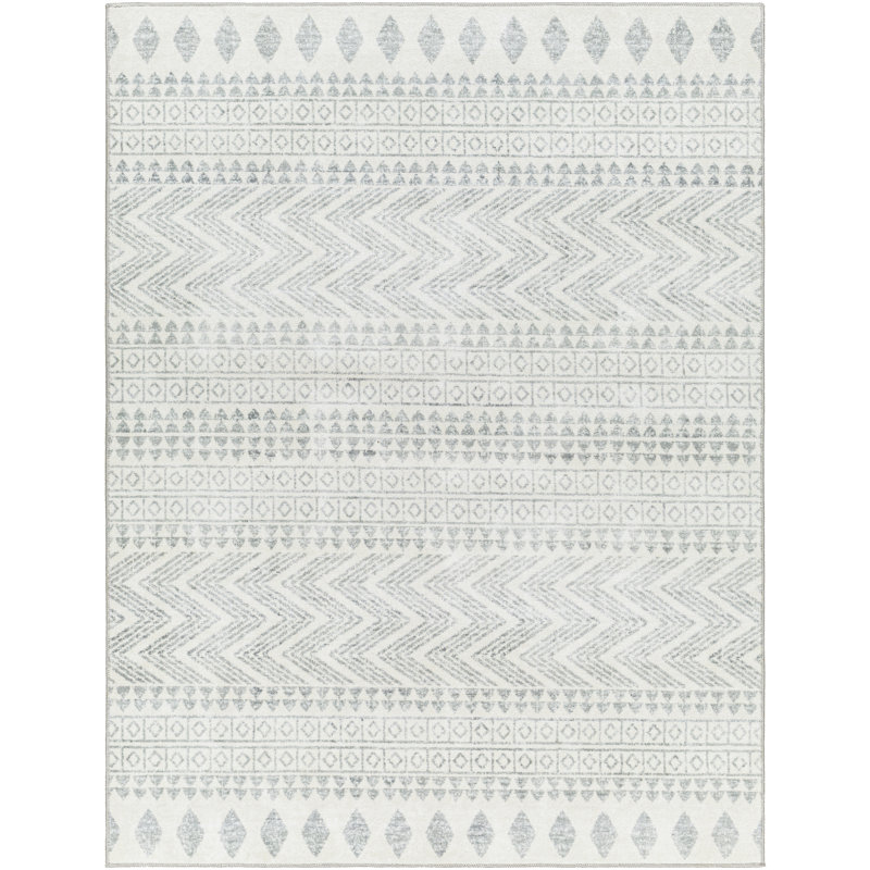 Light Silver Machine Washable Area Rug, Rectangle 8'10" x 11'9"