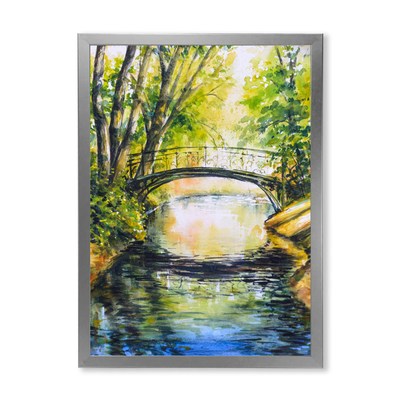 «Bridge Over Troubled Water In Forest Park», reproduction d'art sur toile, H 32 po x l 16 po x P 1 po, Argent