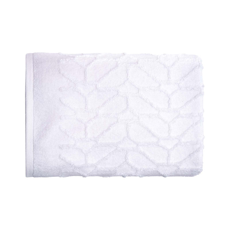 Watton Plush Jacquard Bath Towel, White