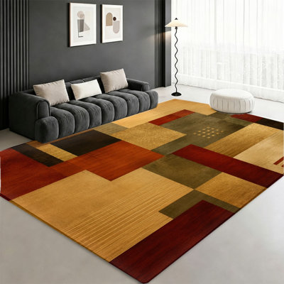 Tapis antidérapant en velours, motif géométrique multicolore, lavable à la machine, tapis décoratif, décoration intérieure moderne pour salon, chambre, entrée, appartement, bureau