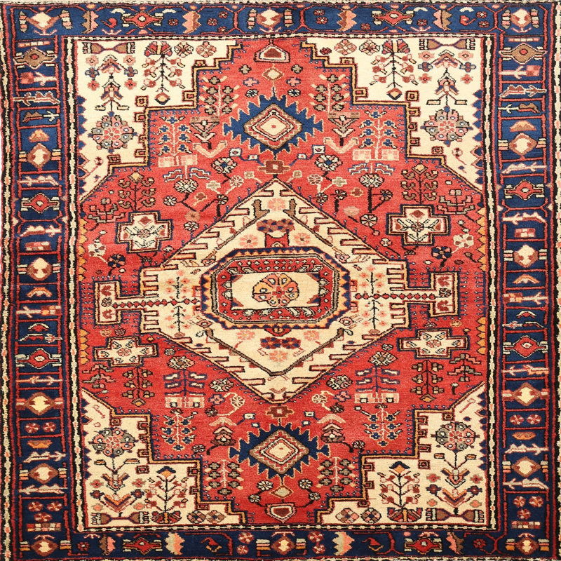 Tapis oriental rouge / beige, Rond 7 pi