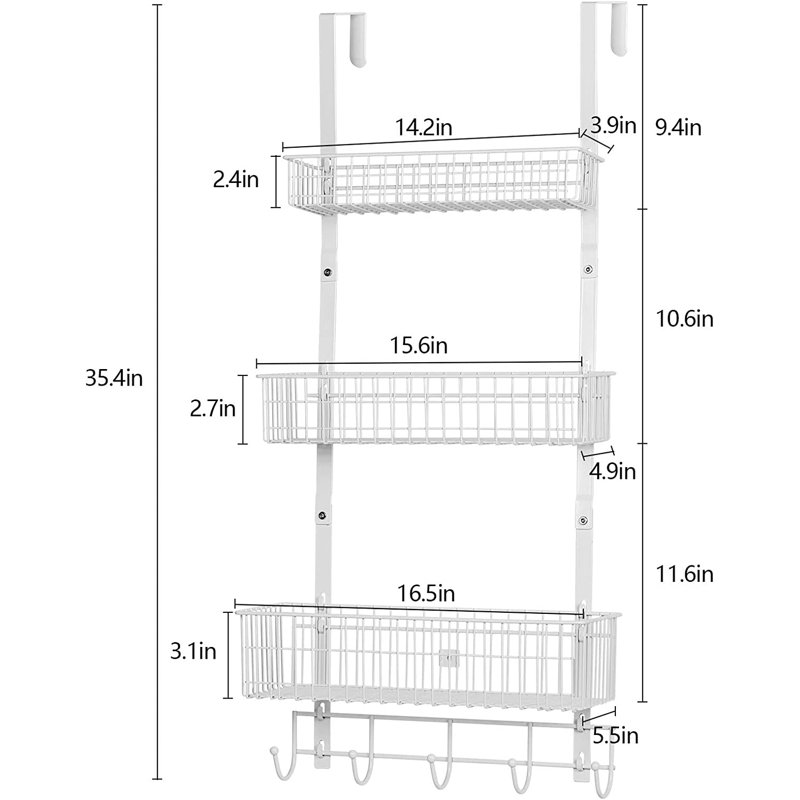ZanowitZ Metal Overdoor Organizer, White