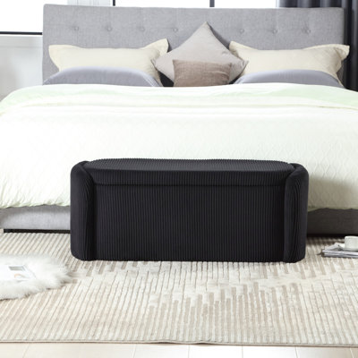 Repose-pieds avec rangement, banc d'extrémité de chambre à coucher, repose-pieds rembourré avec charnière de sécurité