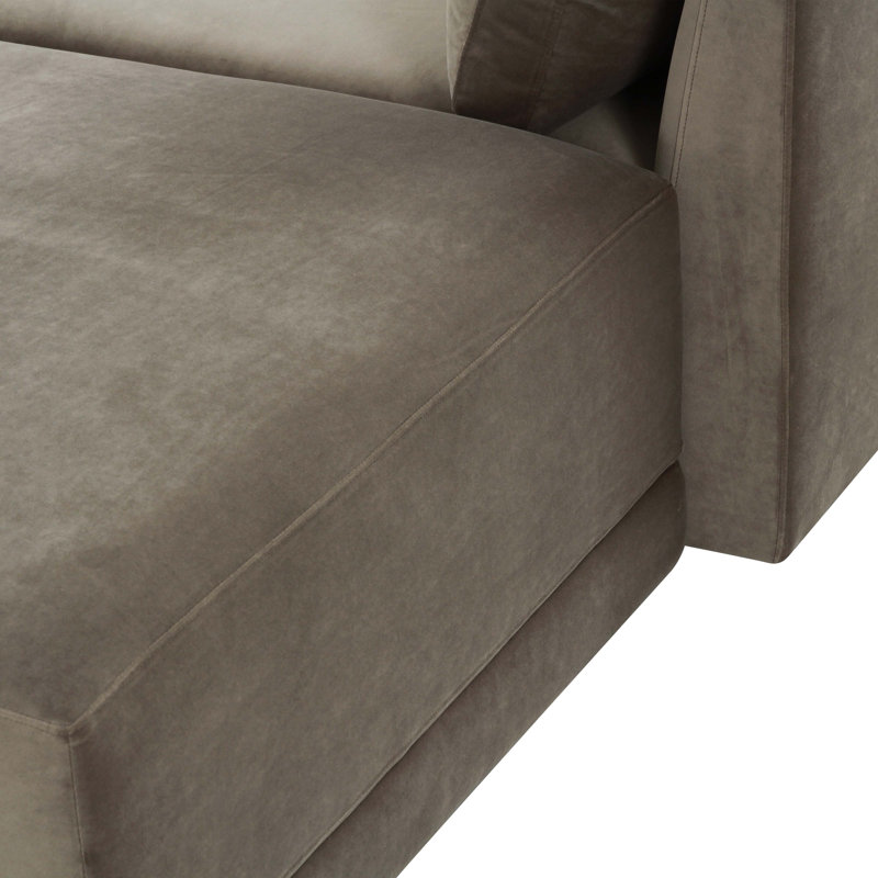 Canapé modulaire 5 pièces Deirdre Taupe Raf, Velours taupe