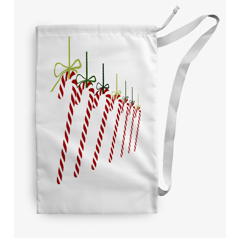 Sac à linge Candy Canes Christmas, Moyen (H 36 po x l 28 po), Vert