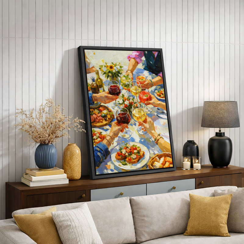 Œuvre extérieure, célébration de vin, scène de salle à manger, images de salle à manger, impression sur toile encadrée