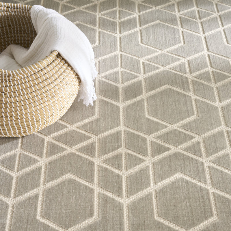 Tapis d'intérieur moderne ivoire argenté 5 pi x 7 pi Nourison, Rectangle 5 pi x 7 pi