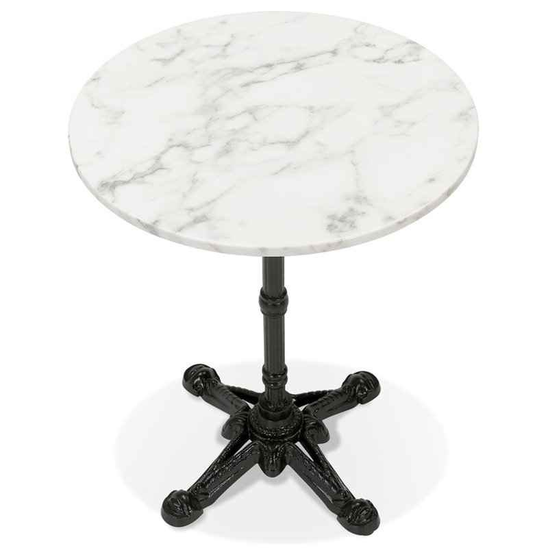 Muth Round Metal Base Dining Table, White