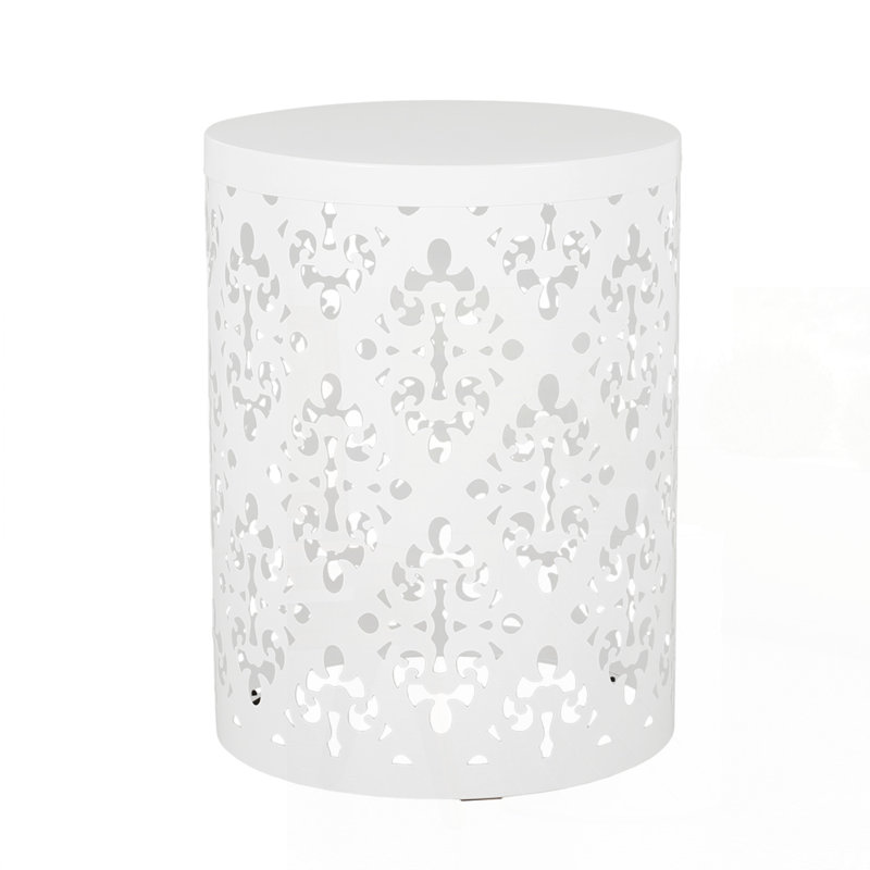 Outdoor Metal end Table, White