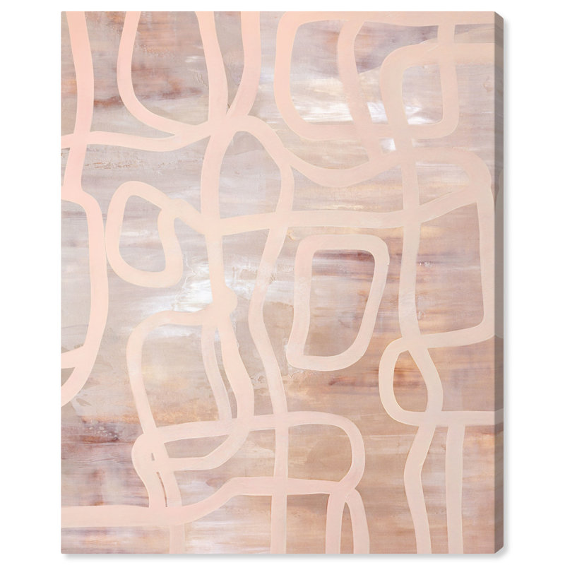 Boho Minimalist Abstract Canvas Art in Beige and Light Brown