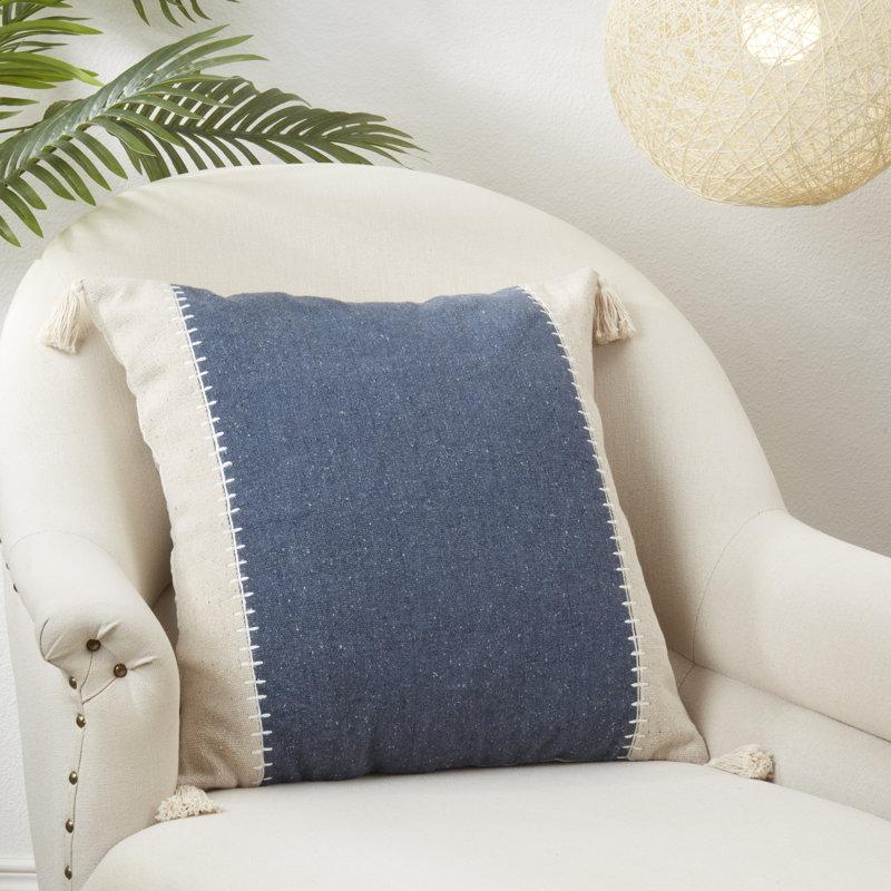 Gianni Collection Tassels Cotton Throw Pillow, Navy, Pillow Cover Only - No Insert