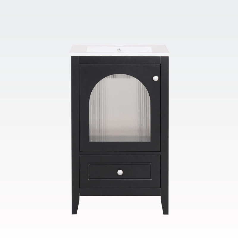Meuble-lavabo de 20 po avec lavabo, Noir