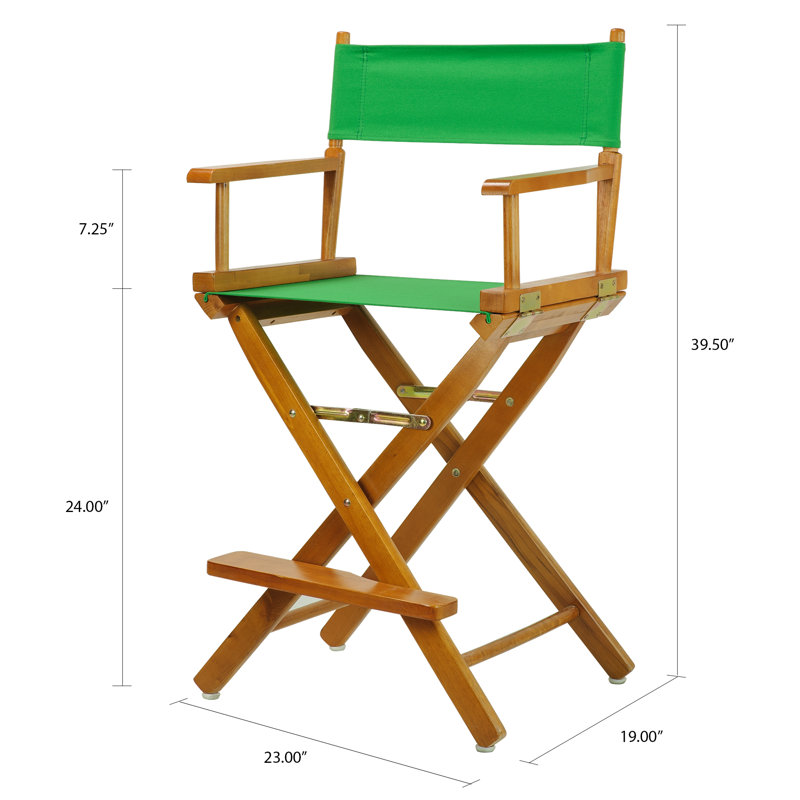 Chaise de réalisateur pliante 24 po, Vert, Chêne miel