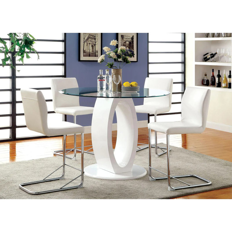 Set Of 2 Padded Leatherette Counter Height Chairs