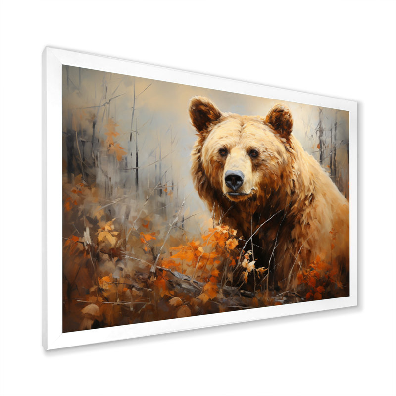 Bazyli Bear Bears Boundary I - art mural ours, H 30 po x l 40 po x P 1,5 po, Cadre simple blanc