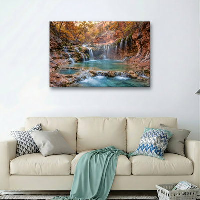 "Waterfall Landscape", reproduction d'art sur toile, ensemble de 1