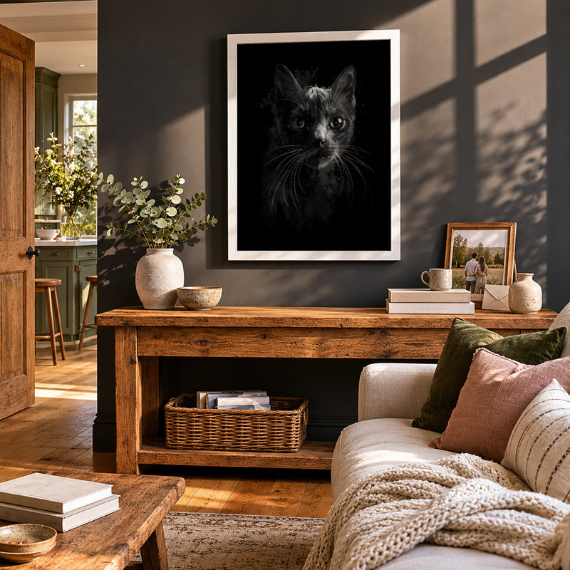 Cat's Luminous Gaze Modern - Print, A3 - 42.0 x 29.7 cm, White