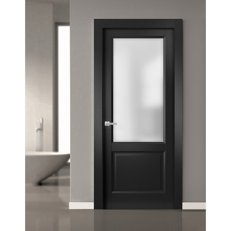 Poignées intérieures intérieures solides de porte française | Lucia 22 avec verre de pluie | Poignée simple à panneau régulier | Portes de salle de bain robustes