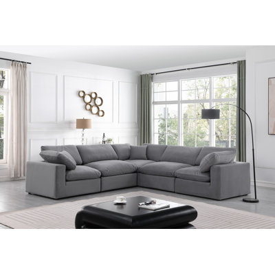 Isshak Velvet L-Shaped Sectional Reversible