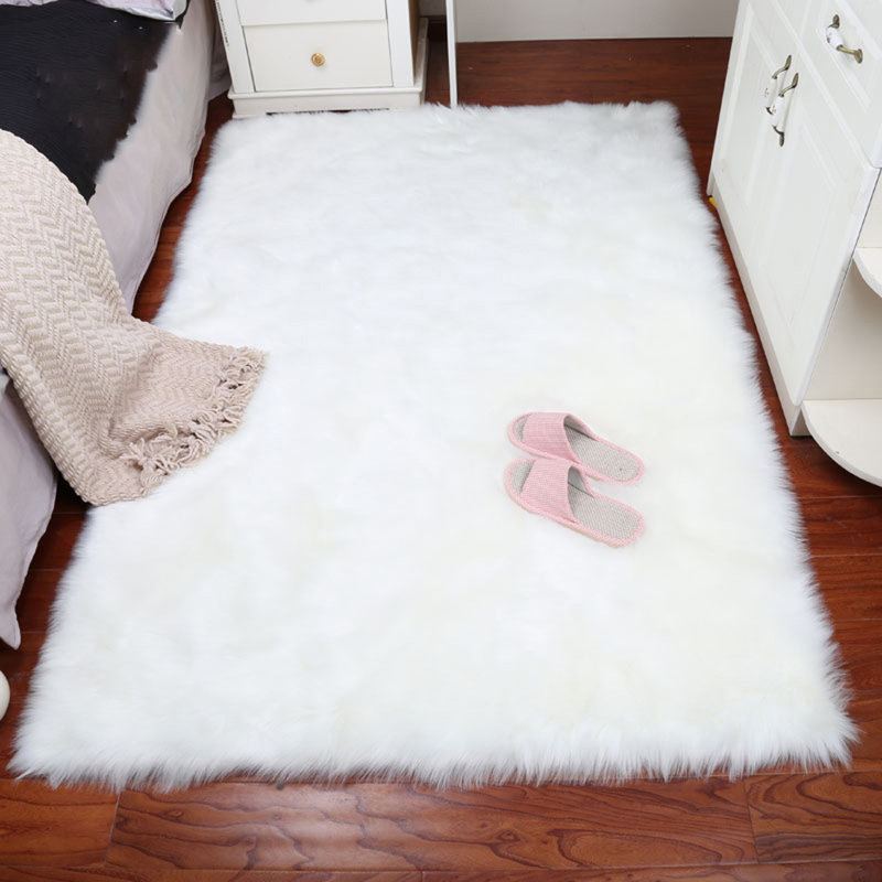 Dwayne Retangular Super Soft Shaggy Handmade White Rug, Rectangle 60 x 90cm