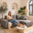 Full Foam Compressed Sofa Set With 5 Throw Pillows-646341158