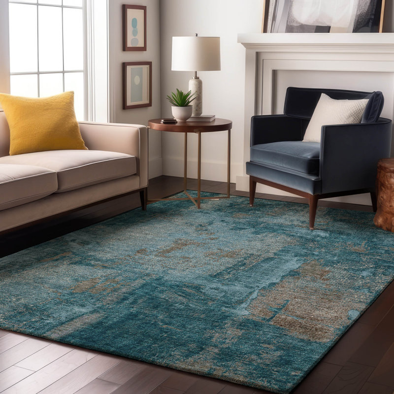Premium Machine Washable Natoma AMF989 Abstract Rug, Rectangulaire 3 pi x 5 pi