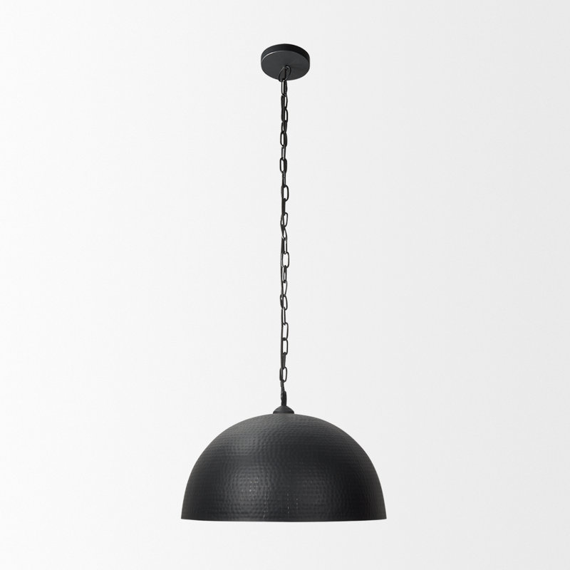 Cartie Hammered Metal Dome Pendant Light, Matte Black, Black, 17" H x 24" W x 24" D