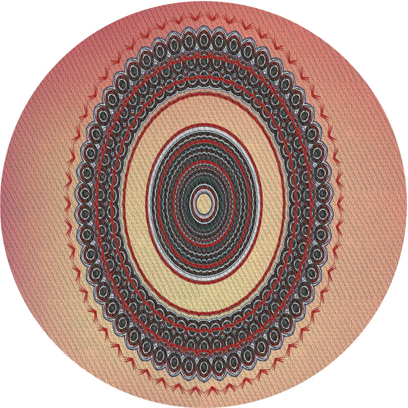 Tapis rouge/vert tissé à la machine, Rond 3 pi