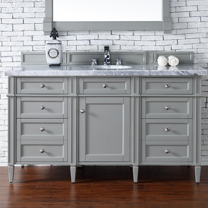 Meuble-lavabo simple 60 po Dussault, Pierre de savon anthracite, Gris urbain, 8 po