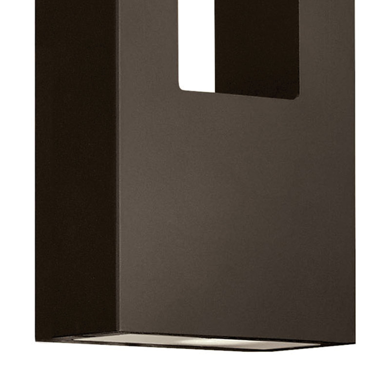 Plafonnier encastré d'extérieur en verre givré Atlantis, H 16 po x l 6 po x P 3,5 po, Bronze