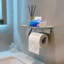 Porte-papier hygiénique avec tablette FIESONO, porte-papier hygiénique en acier inoxydable, fixation murale avec vis / adhésif pour le rangement de la salle de bain
