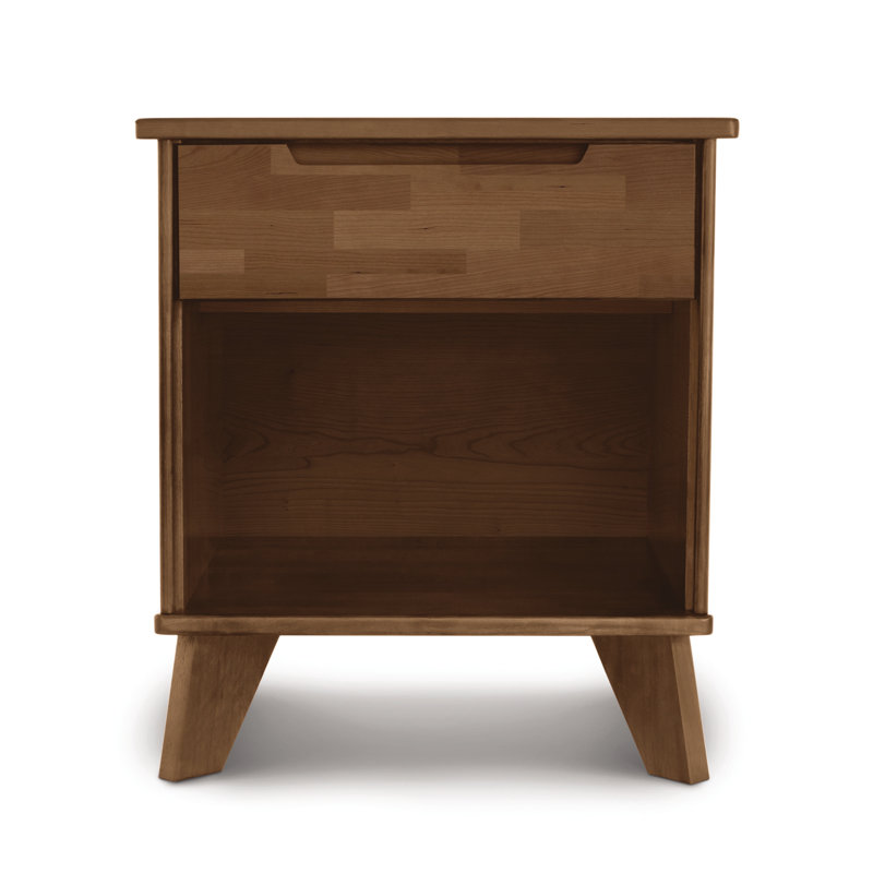 Linn 1 - Drawer Solid Wood Nightstand, Saddle Cherry