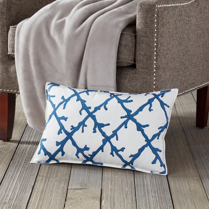 Lattice Reversible Throw Pillow, Blue