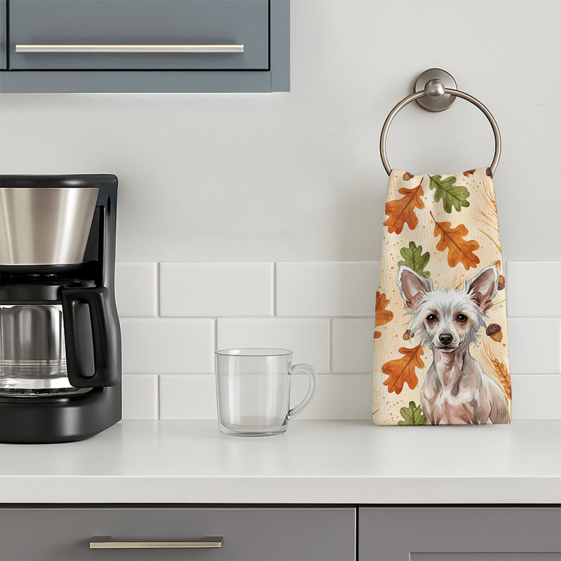 Hairless Chinese Crested Heirloom Fall Kitchen Towel, Hairless Chinese Crested