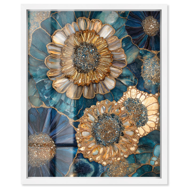 Décoration murale Geode Opulent I "Shadowbox Print" par Art Remedy, H 31 po x l 25 po, Blanc