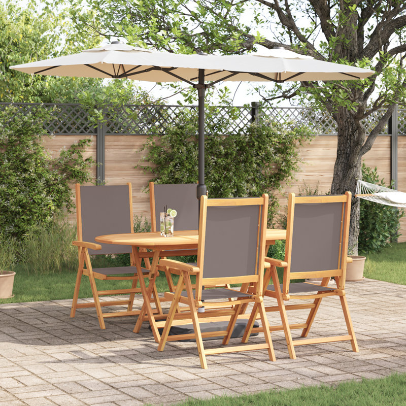 Garden Dining Set Folding Manual 5 Pcs 4-Seater, Grey