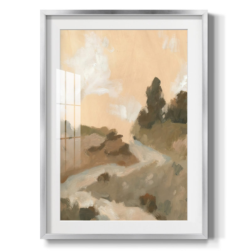 Hillside Walking Path I - Impression encadrée, Argent argent