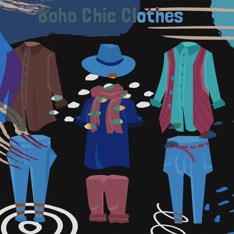 " Boho Chic Clothes I ", 12" H x 12" W x 1.5" D