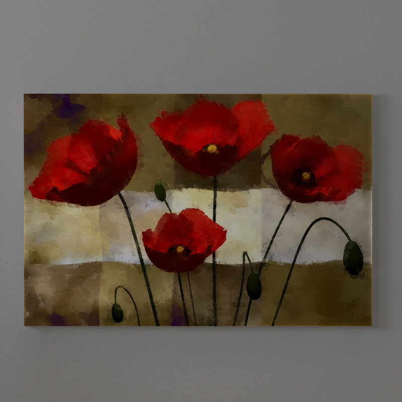 « brown & red fleur contemporaine moderne », reproduction d’impression sur toile, H 30 po x l 45 po x P 1,5 po