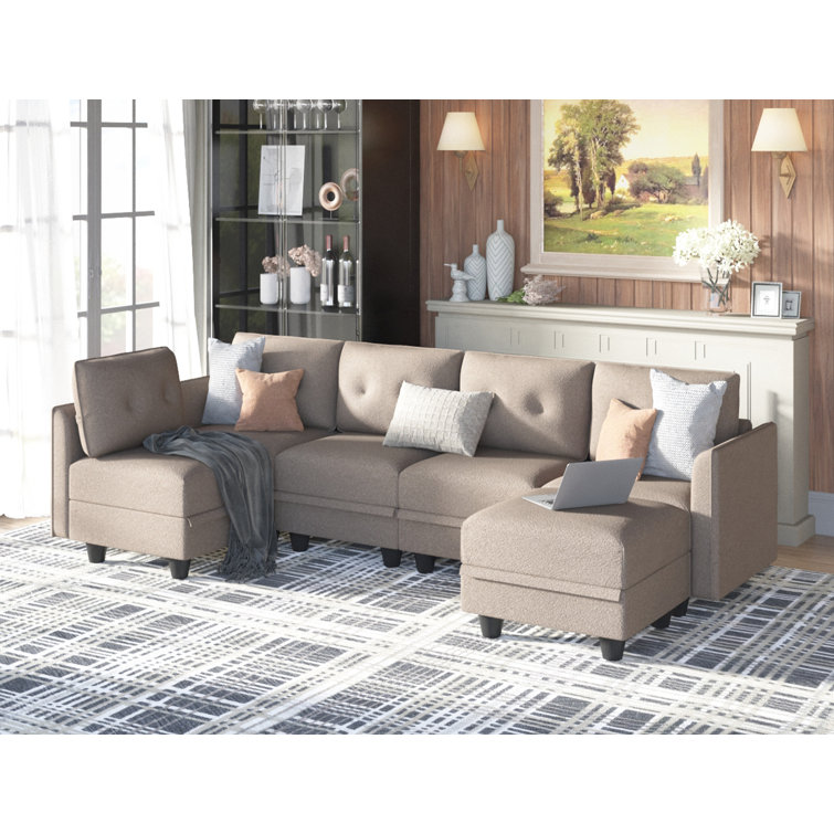 Tomario 6- Piece Upholstered L-Shaped Modular Sectional With Storage