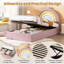 3ft Single Velvet Upholstered Bed Frame with Hydraulic Storage with Adjustable Rainbow Headboard