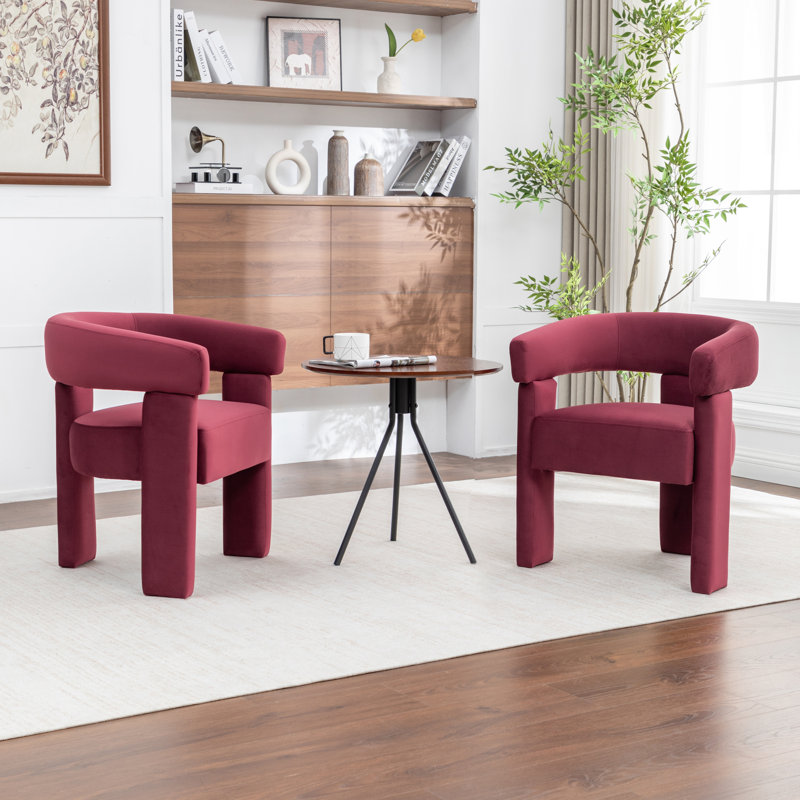 Chaise légère et luxueuse en velours, Rouge